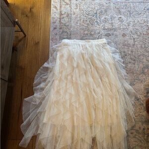 Altar'd State Cream Asymmetrical Tulle Skirt